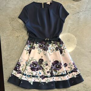 Ted Baker floral dress, size 3. Fits a size 8/10. Great condition. Knee length.